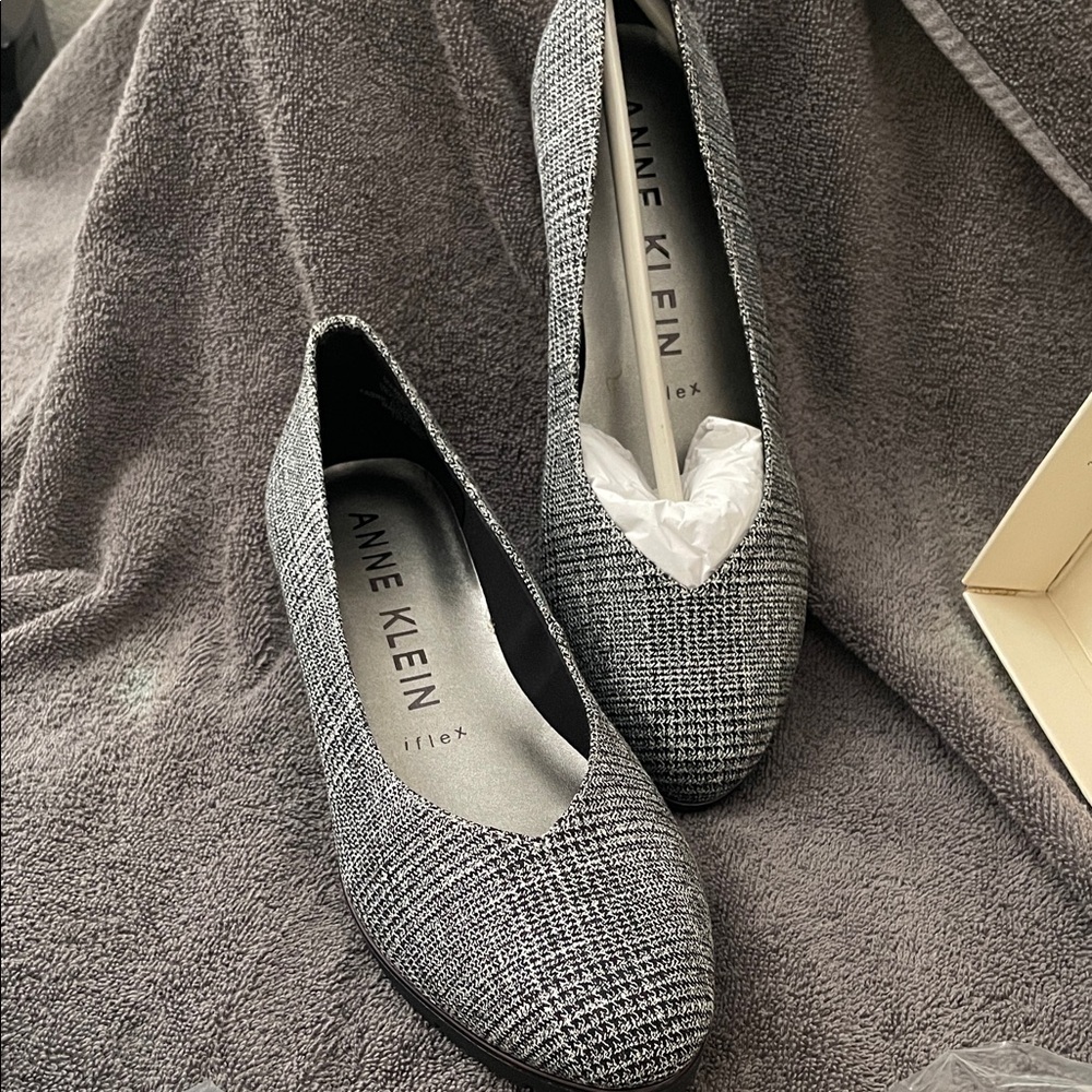 Anne Klein Black and White Tweed Slip-On Loafer - Picture 4 of 8